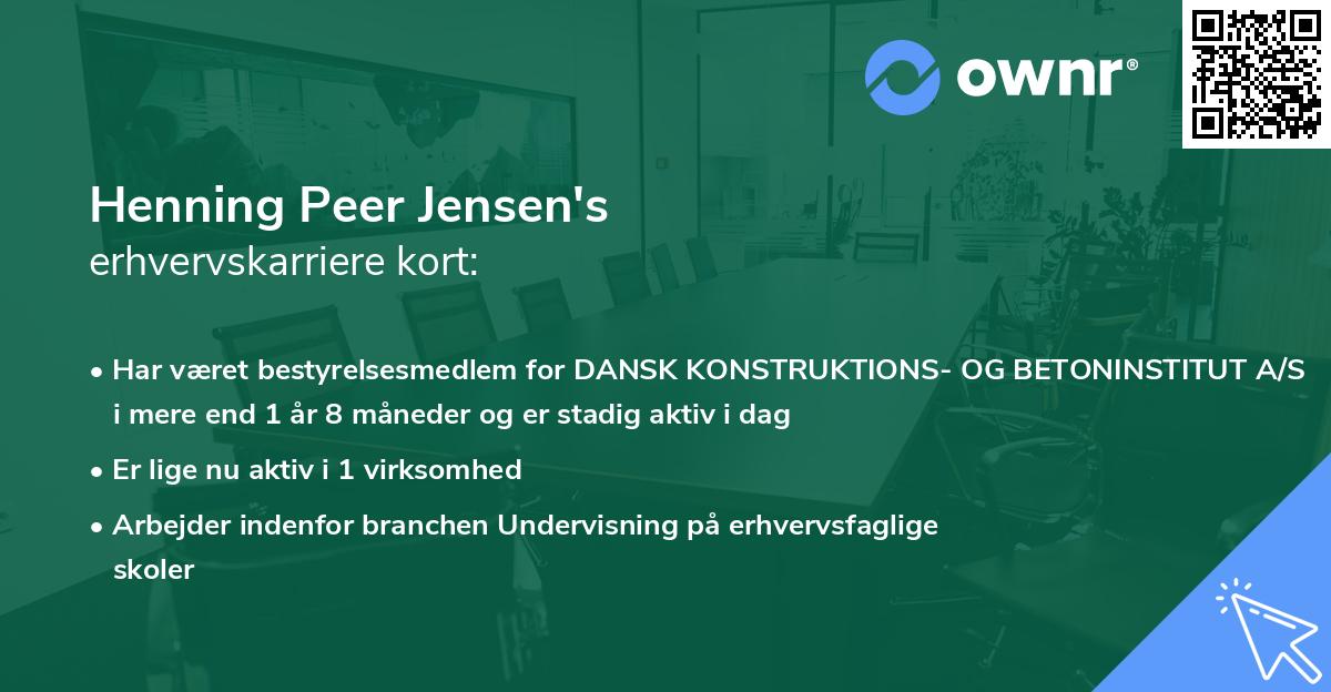 Henning Peer Jensen's erhvervskarriere kort