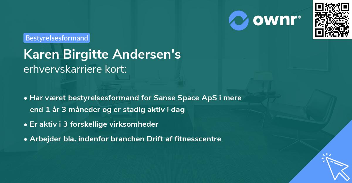 Karen Birgitte Andersen's erhvervskarriere kort