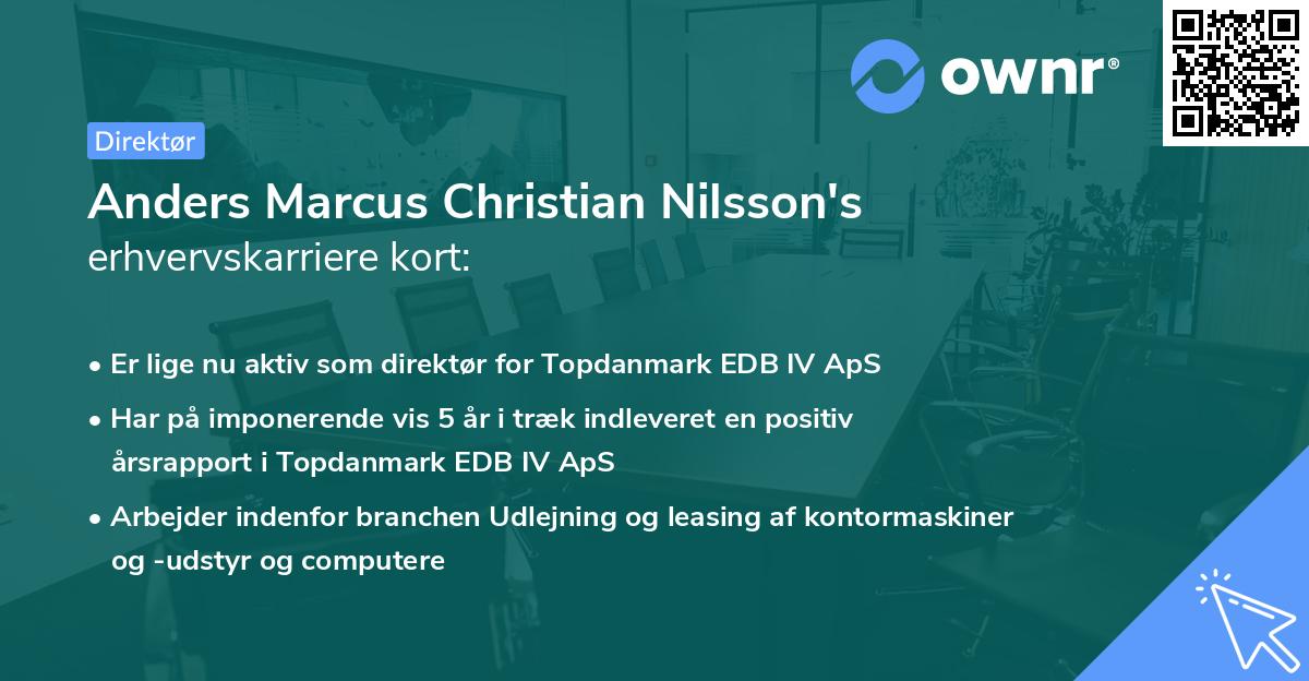 Anders Marcus Christian Nilsson's erhvervskarriere kort