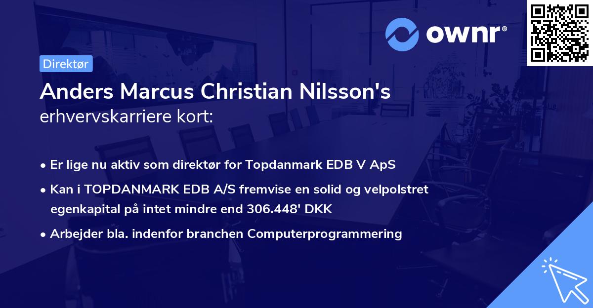 Anders Marcus Christian Nilsson's erhvervskarriere kort