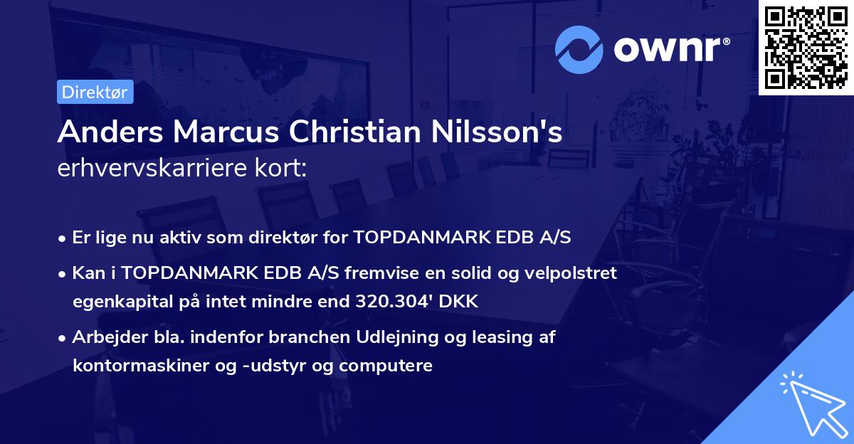 Anders Marcus Christian Nilsson's erhvervskarriere kort