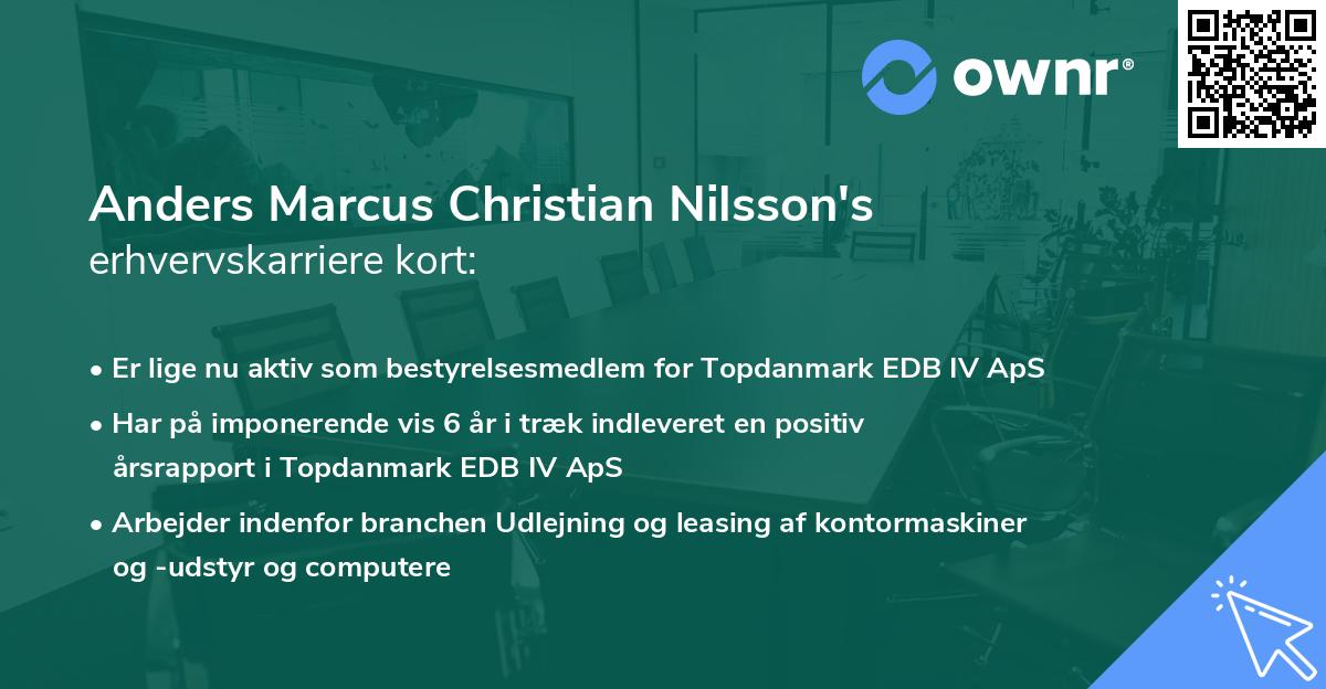 Anders Marcus Christian Nilsson's erhvervskarriere kort