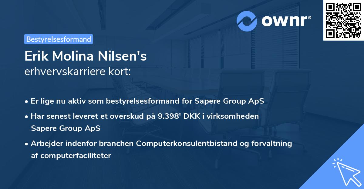 Erik Molina Nilsen's erhvervskarriere kort