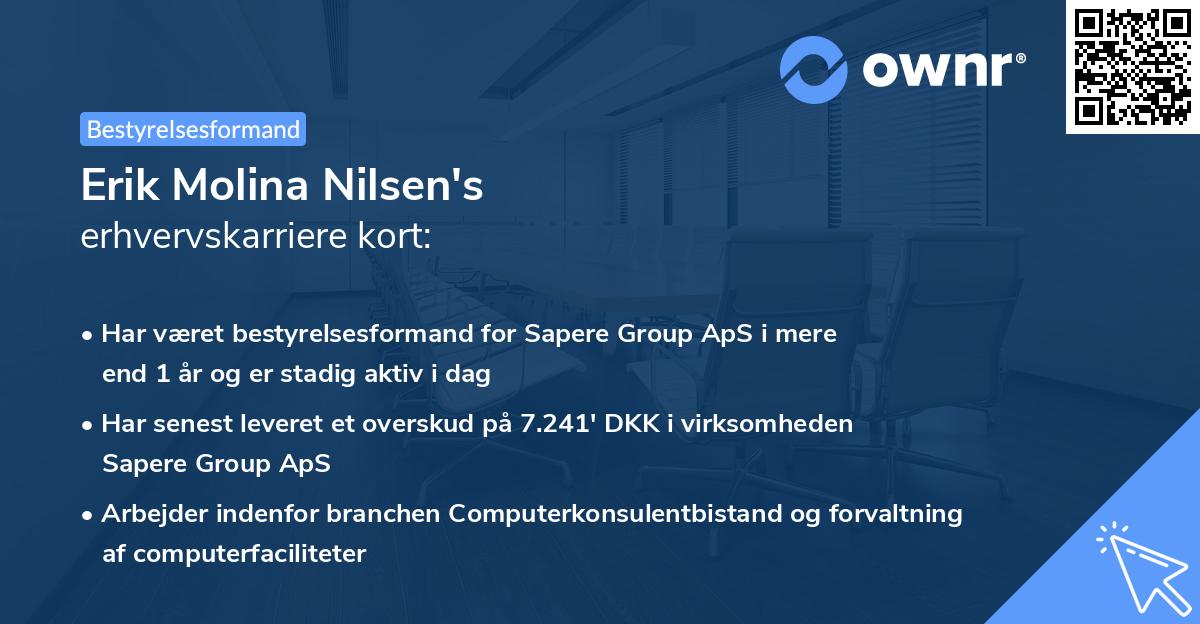 Erik Molina Nilsen's erhvervskarriere kort