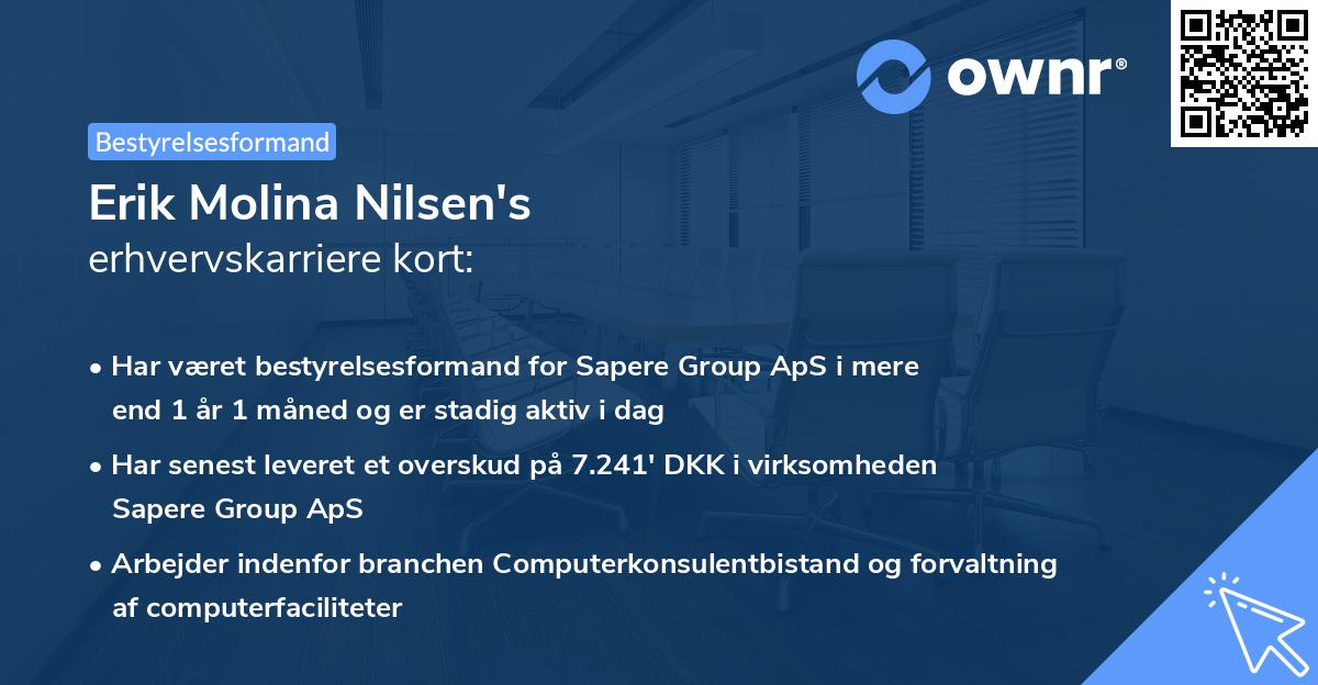 Erik Molina Nilsen's erhvervskarriere kort