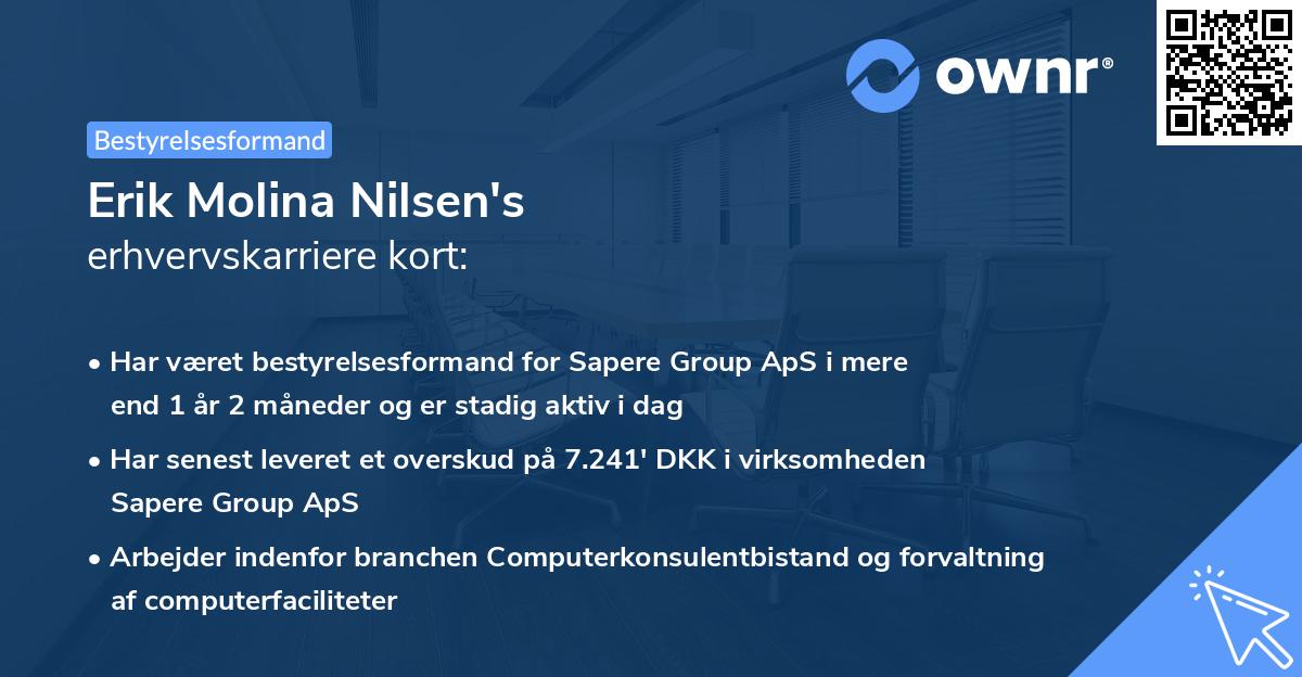 Erik Molina Nilsen's erhvervskarriere kort