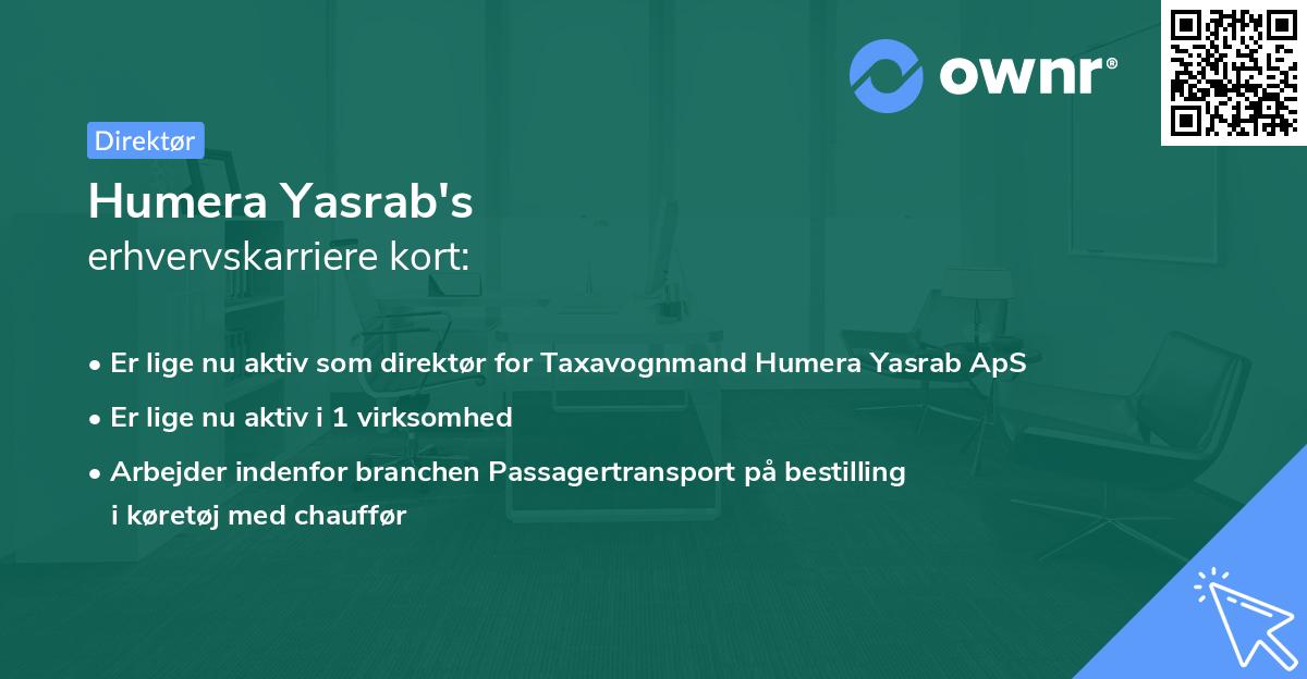 Humera Yasrab's erhvervskarriere kort