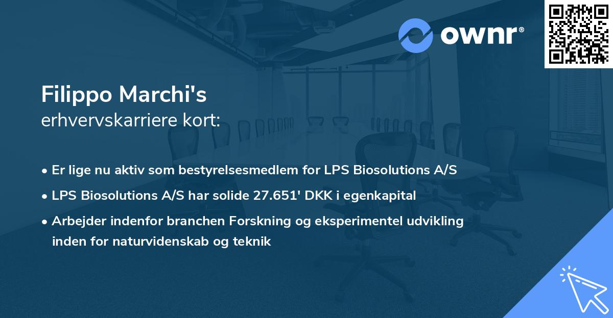Filippo Marchi's erhvervskarriere kort