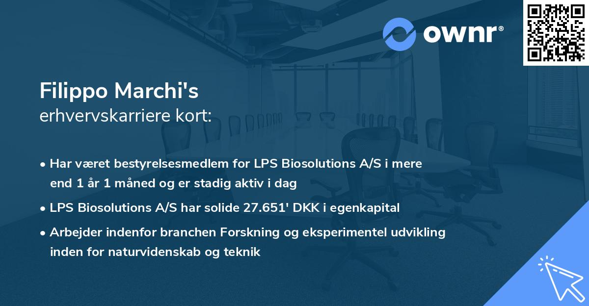 Filippo Marchi's erhvervskarriere kort