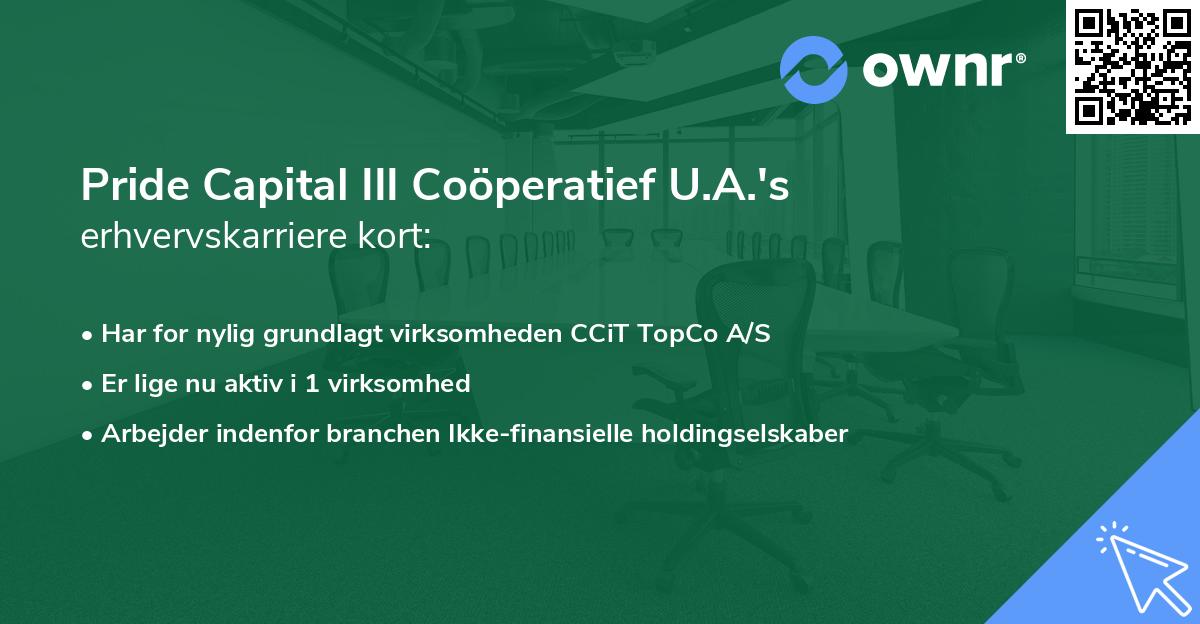 Pride Capital III Coöperatief U.A.'s erhvervskarriere kort