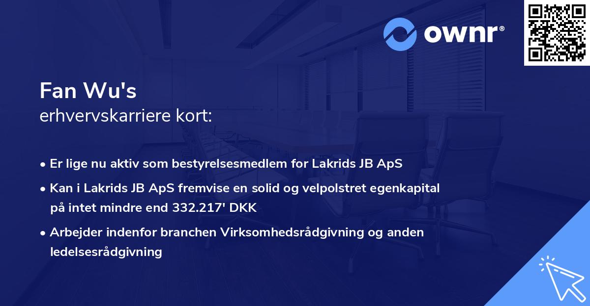 Fan Wu's erhvervskarriere kort