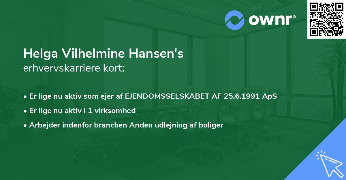 Helga Vilhelmine Hansen's erhvervskarriere kort