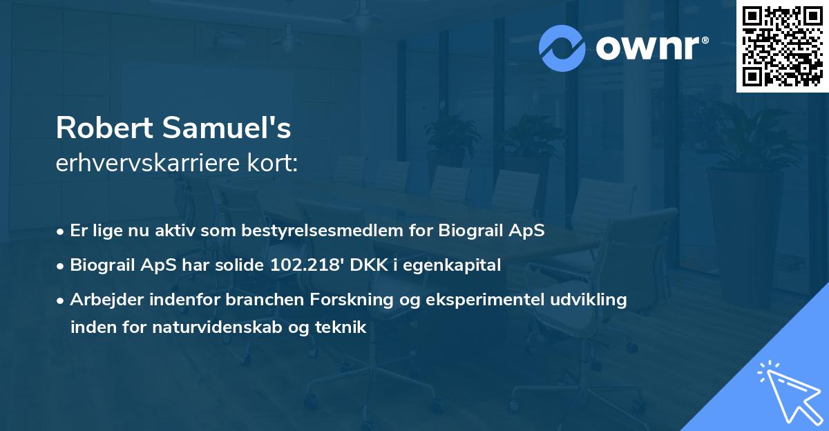 Robert Samuel's erhvervskarriere kort