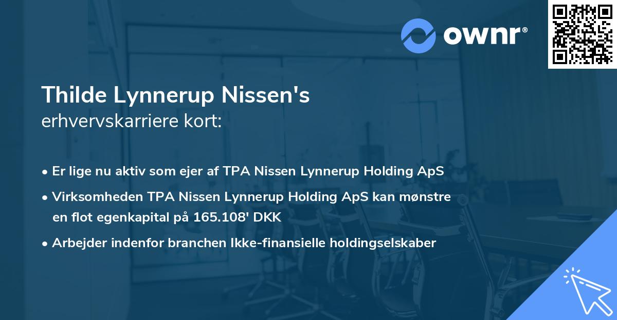 Thilde Lynnerup Nissen's erhvervskarriere kort