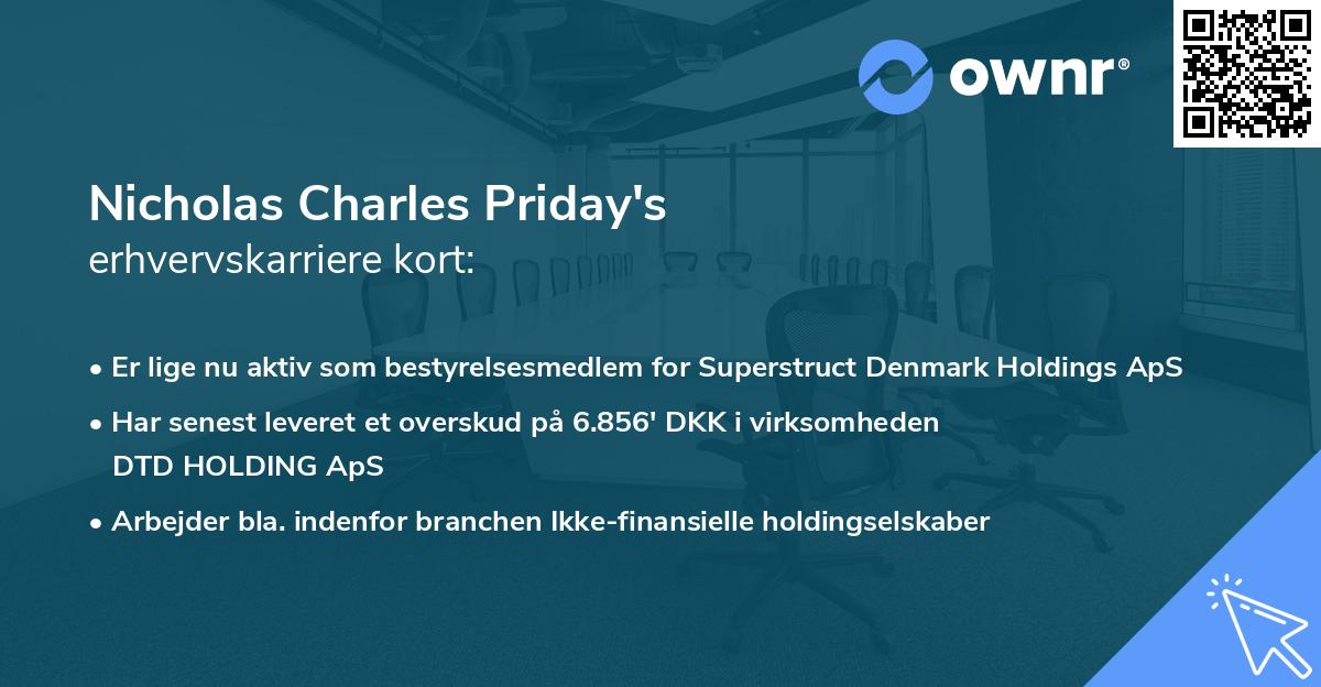 Nicholas Charles Priday's erhvervskarriere kort