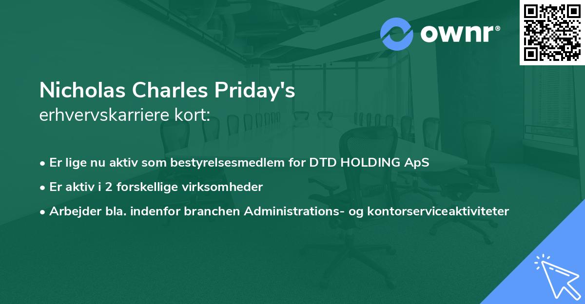 Nicholas Charles Priday's erhvervskarriere kort