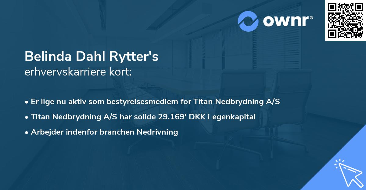 Belinda Dahl Rytter's erhvervskarriere kort