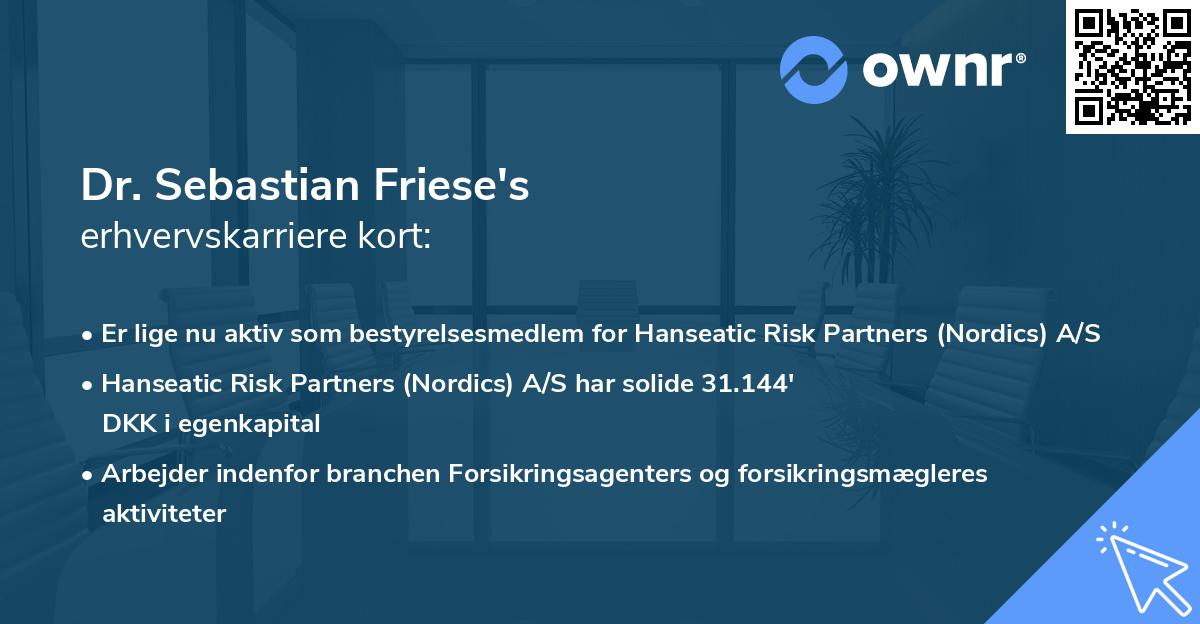 Dr. Sebastian Friese's erhvervskarriere kort