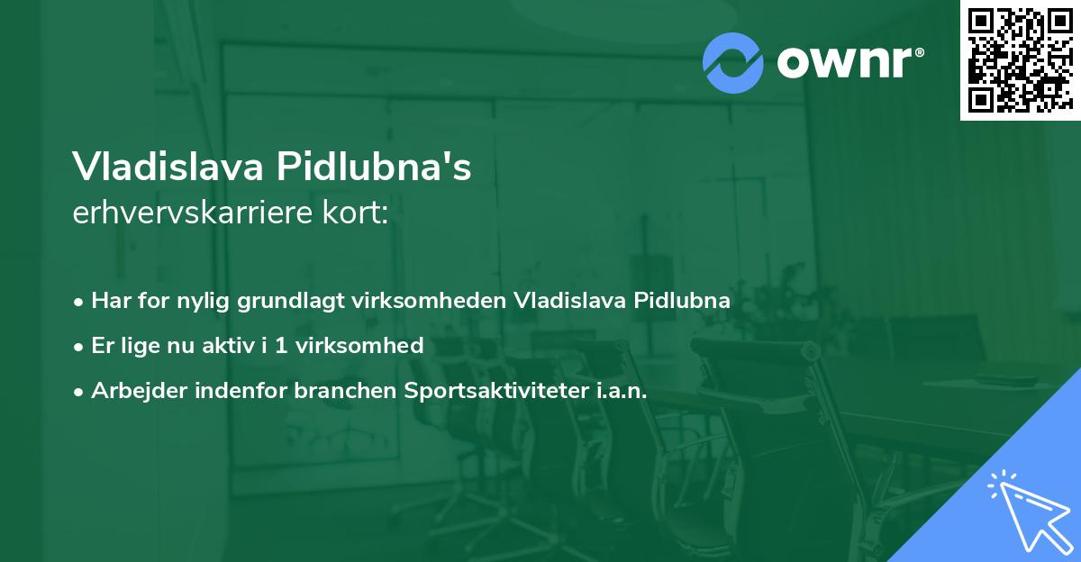 Vladislava Pidlubna's erhvervskarriere kort