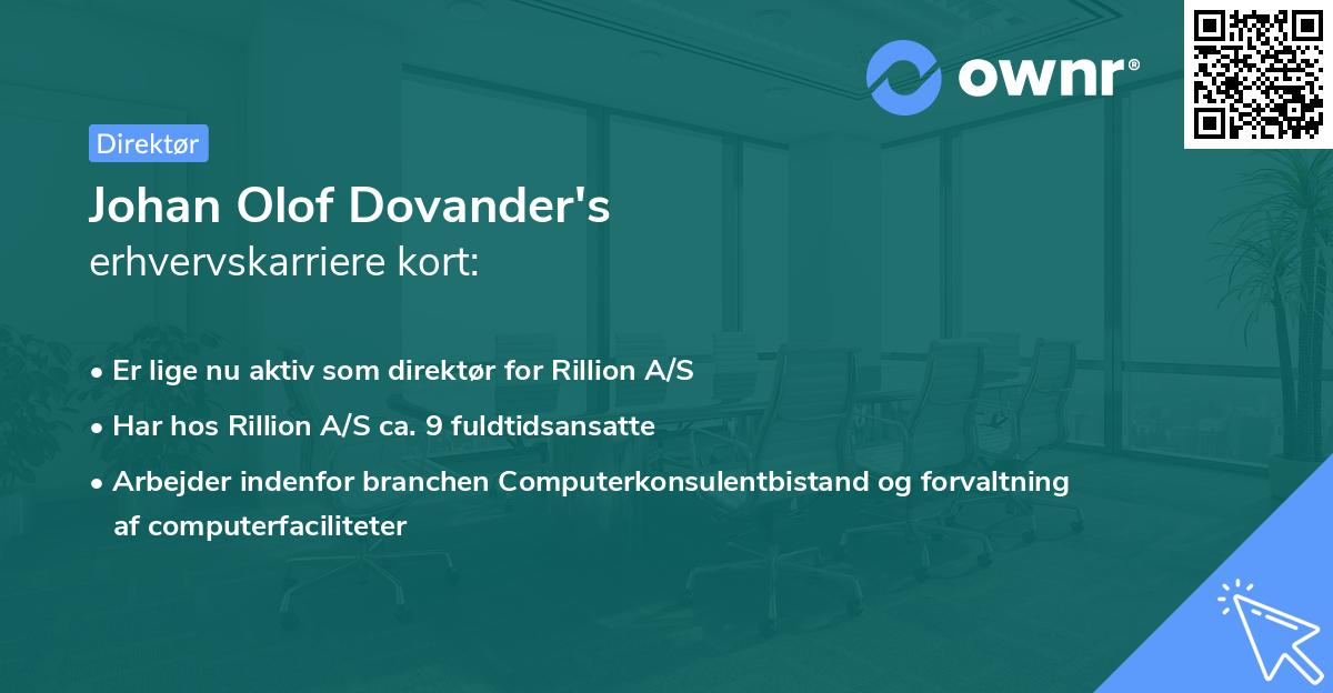 Johan Olof Dovander's erhvervskarriere kort