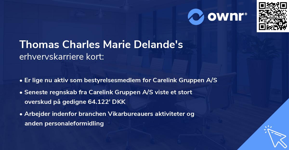 Thomas Charles Marie Delande's erhvervskarriere kort