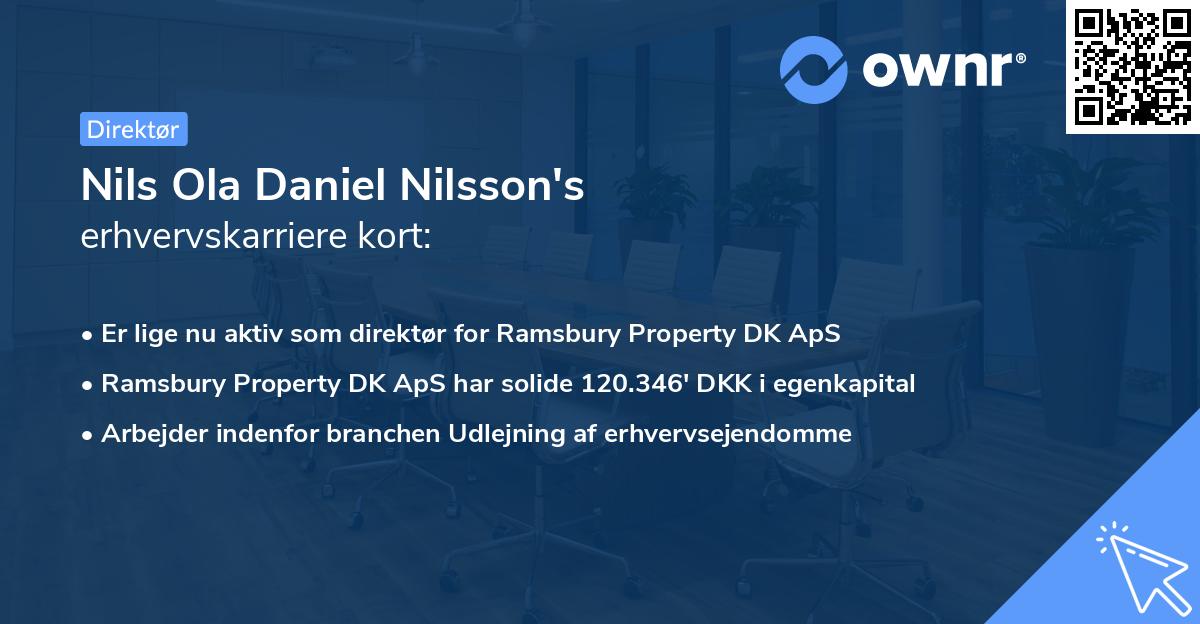 Nils Ola Daniel Nilsson's erhvervskarriere kort