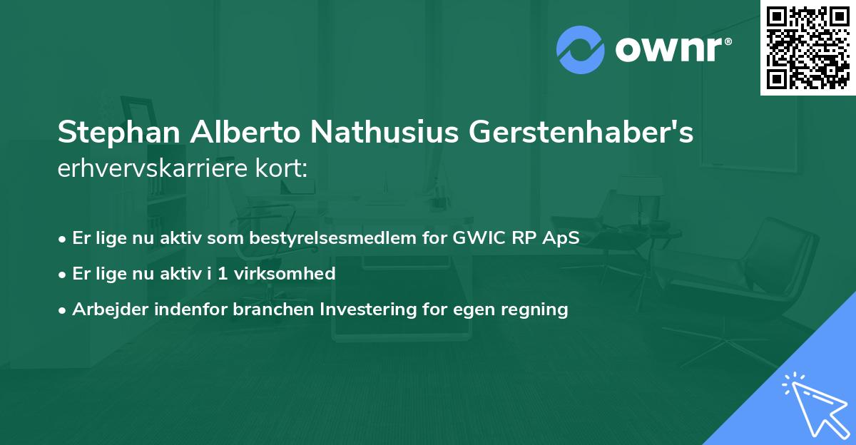 Stephan Alberto Nathusius Gerstenhaber's erhvervskarriere kort