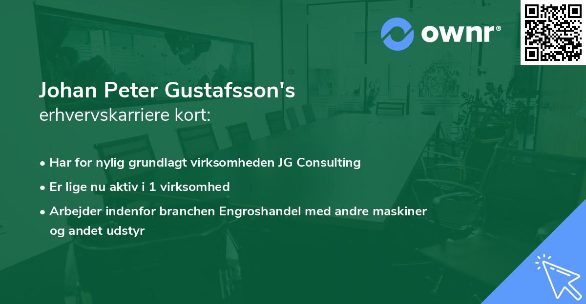 Johan Peter Gustafsson's erhvervskarriere kort
