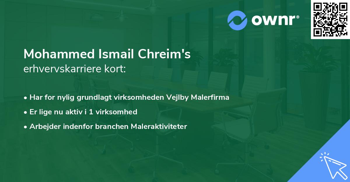 Mohammed Ismail Chreim's erhvervskarriere kort