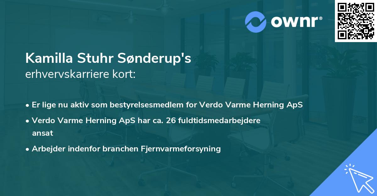 Kamilla Stuhr Sønderup's erhvervskarriere kort