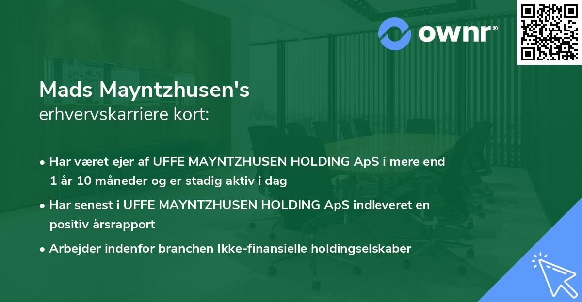 Mads Mayntzhusen's erhvervskarriere kort