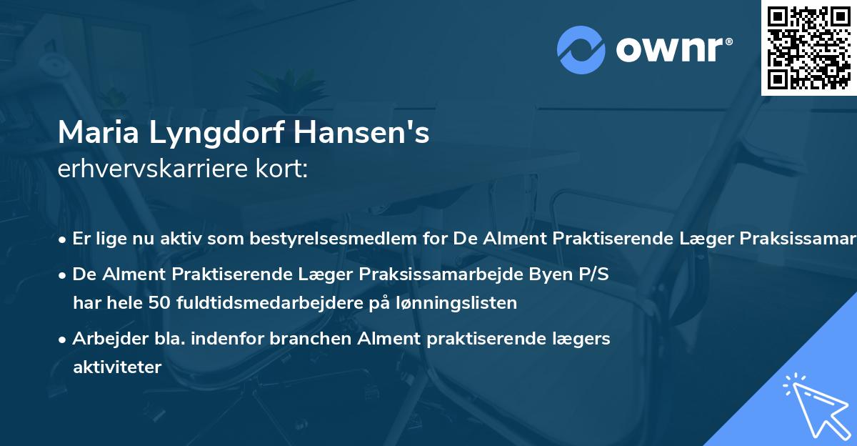 Maria Lyngdorf Hansen's erhvervskarriere kort