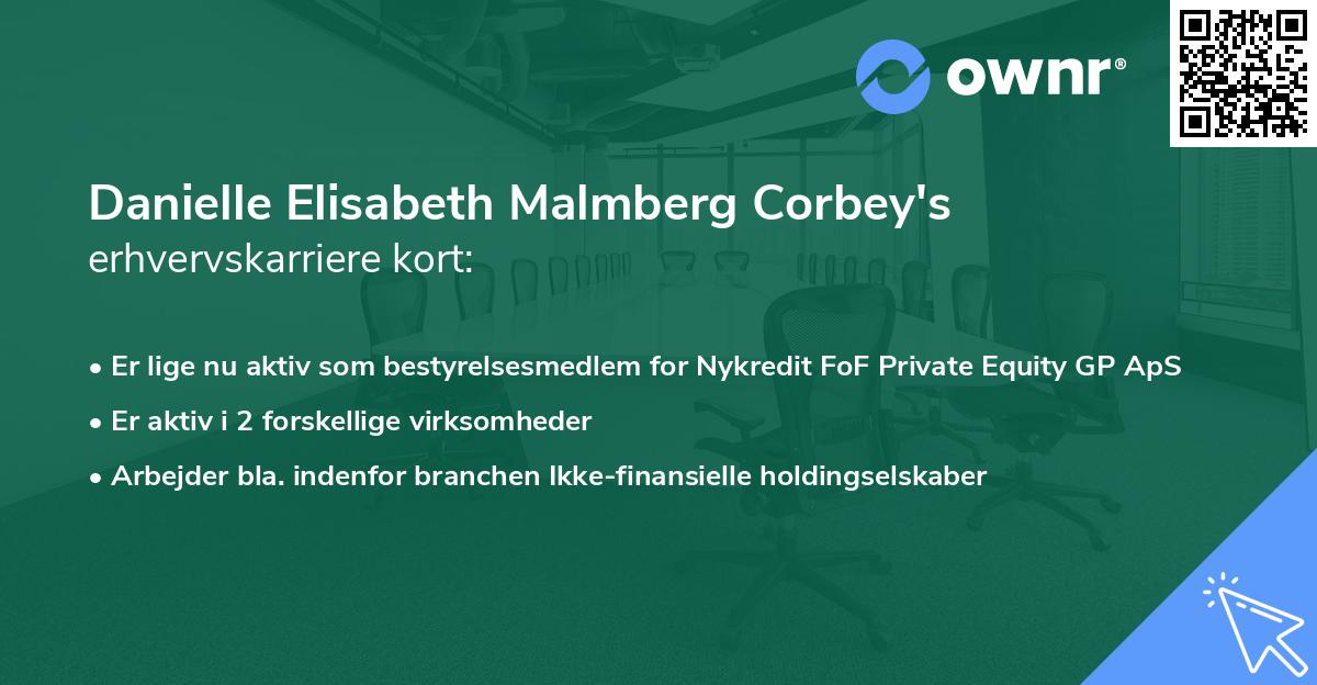 Danielle Elisabeth Malmberg Corbey's erhvervskarriere kort