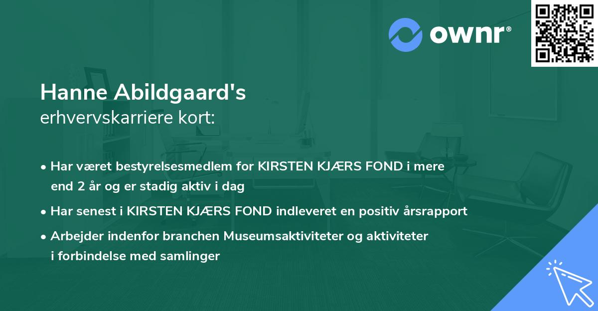 Hanne Abildgaard's erhvervskarriere kort