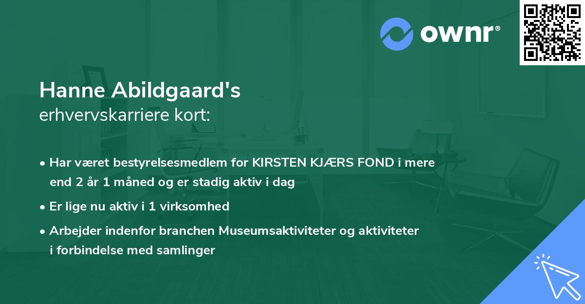 Hanne Abildgaard's erhvervskarriere kort