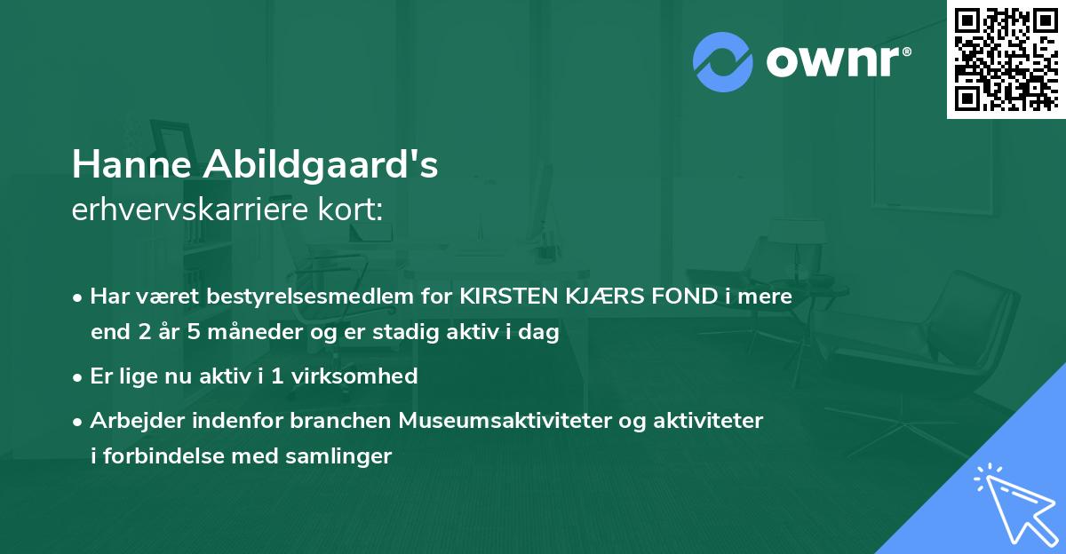 Hanne Abildgaard's erhvervskarriere kort