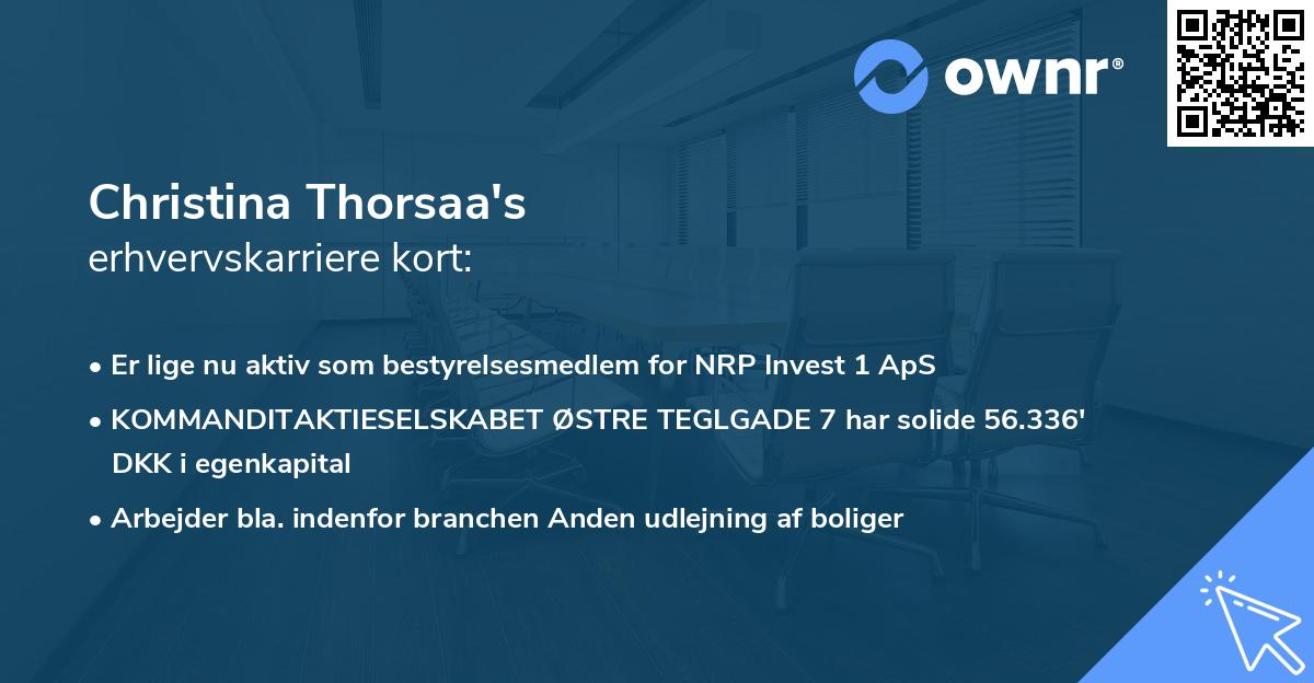 Christina Thorsaa's erhvervskarriere kort