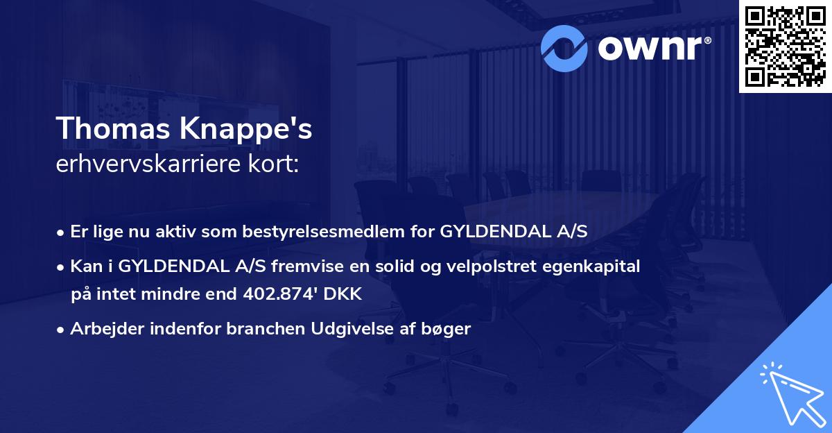 Thomas Knappe's erhvervskarriere kort