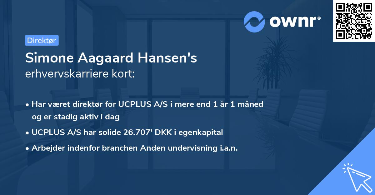 Simone Aagaard Hansen's erhvervskarriere kort