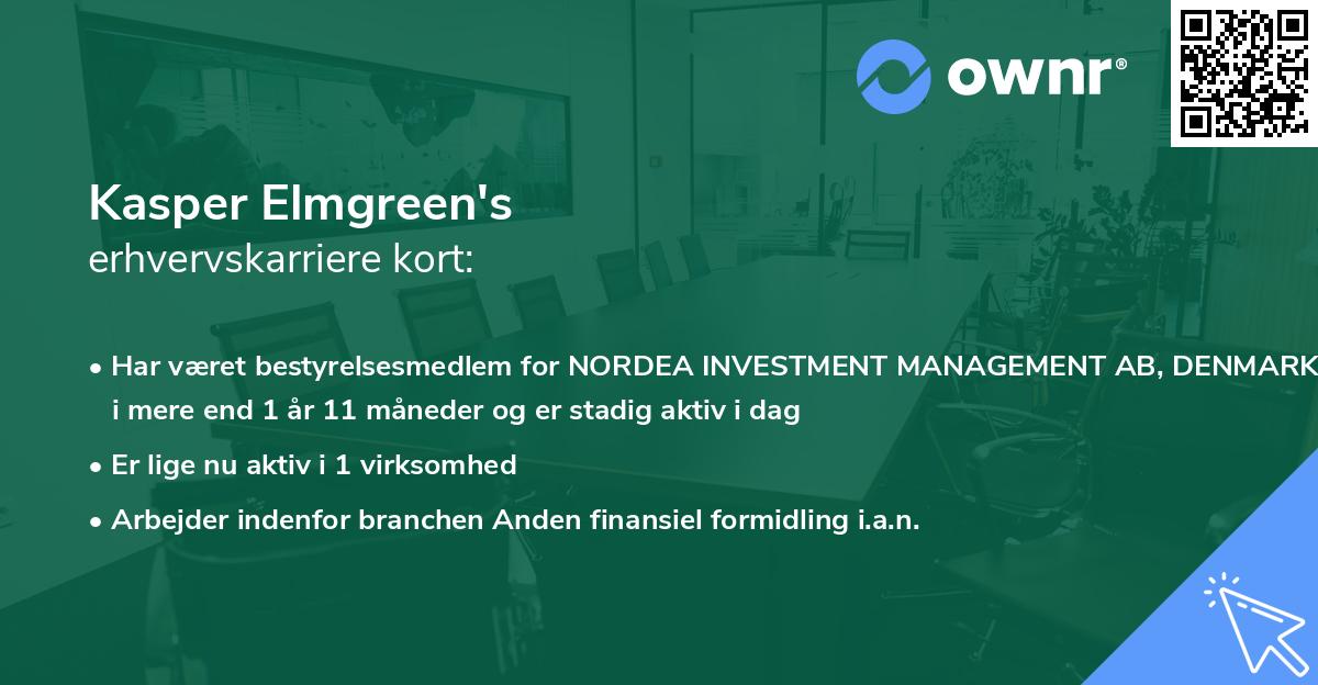 Kasper Elmgreen's erhvervskarriere kort