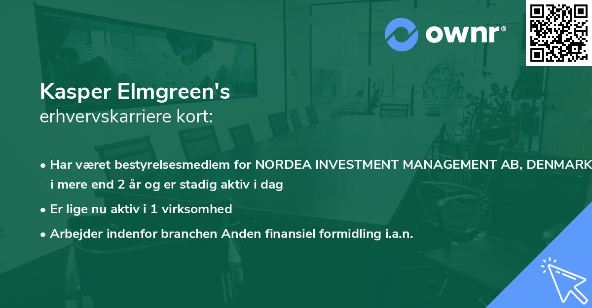 Kasper Elmgreen's erhvervskarriere kort