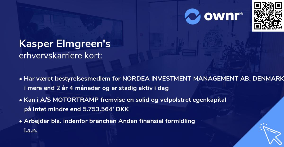 Kasper Elmgreen's erhvervskarriere kort