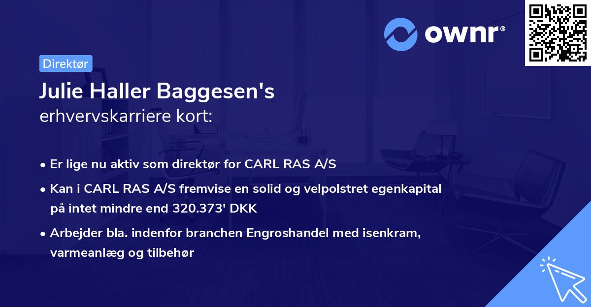 Julie Haller Baggesen's erhvervskarriere kort