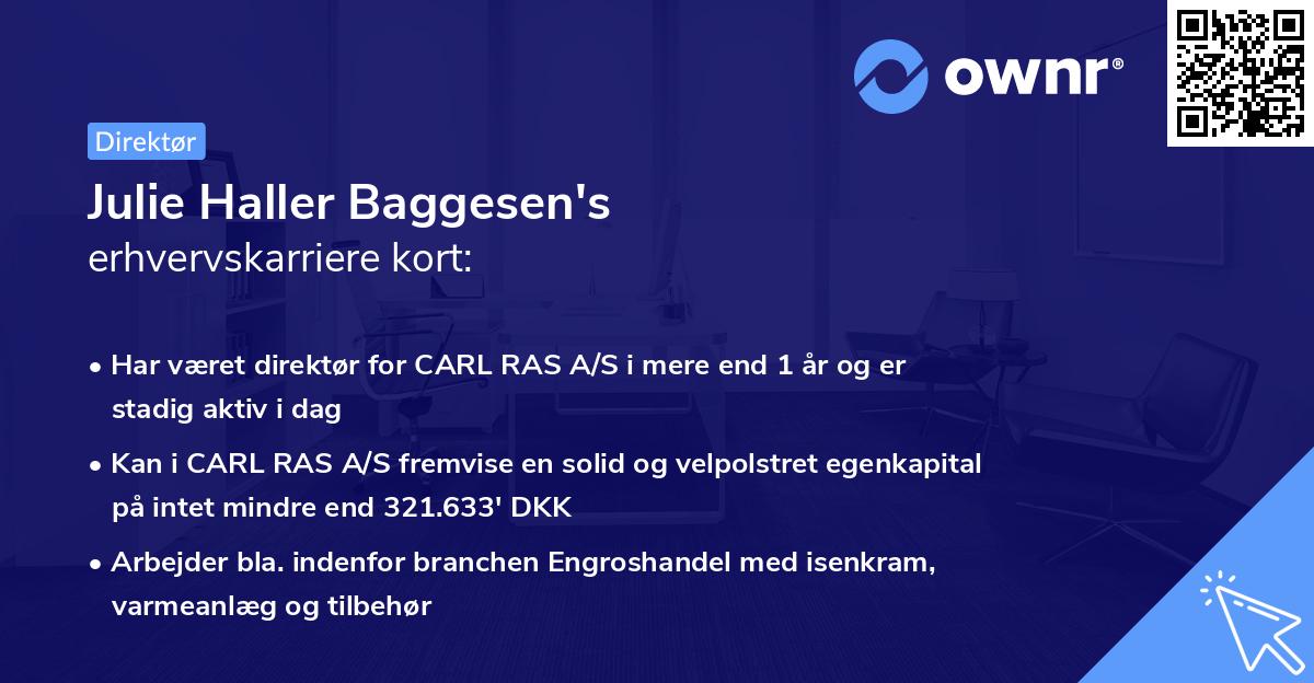 Julie Haller Baggesen's erhvervskarriere kort