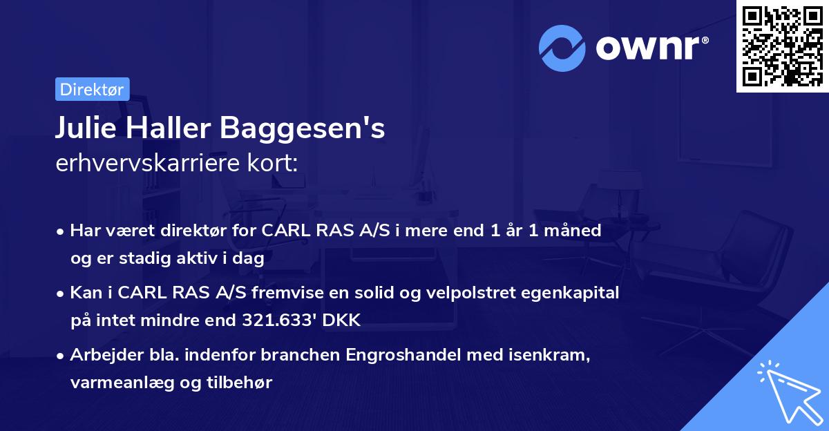 Julie Haller Baggesen's erhvervskarriere kort