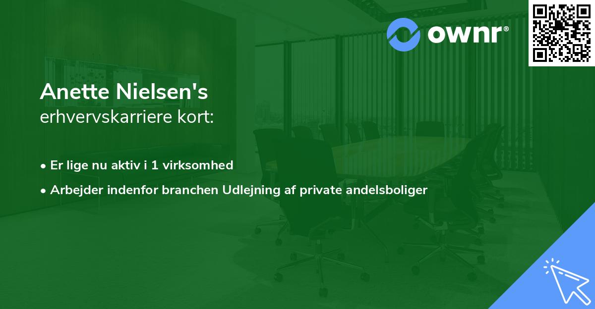 Anette Nielsen's erhvervskarriere kort