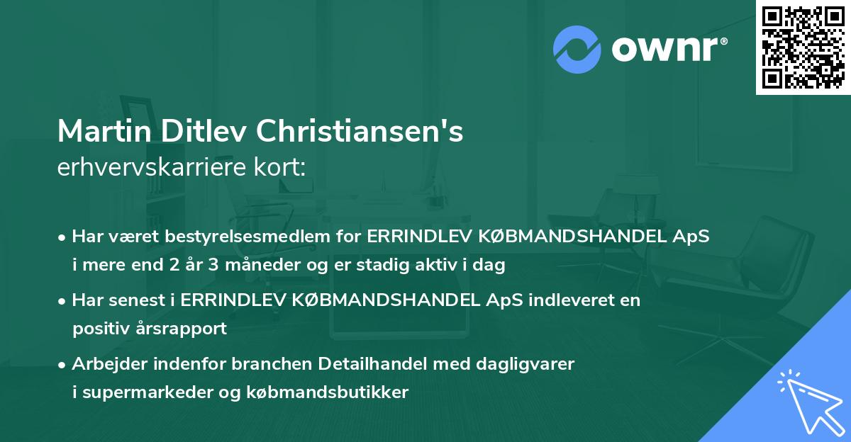 Martin Ditlev Christiansen's erhvervskarriere kort