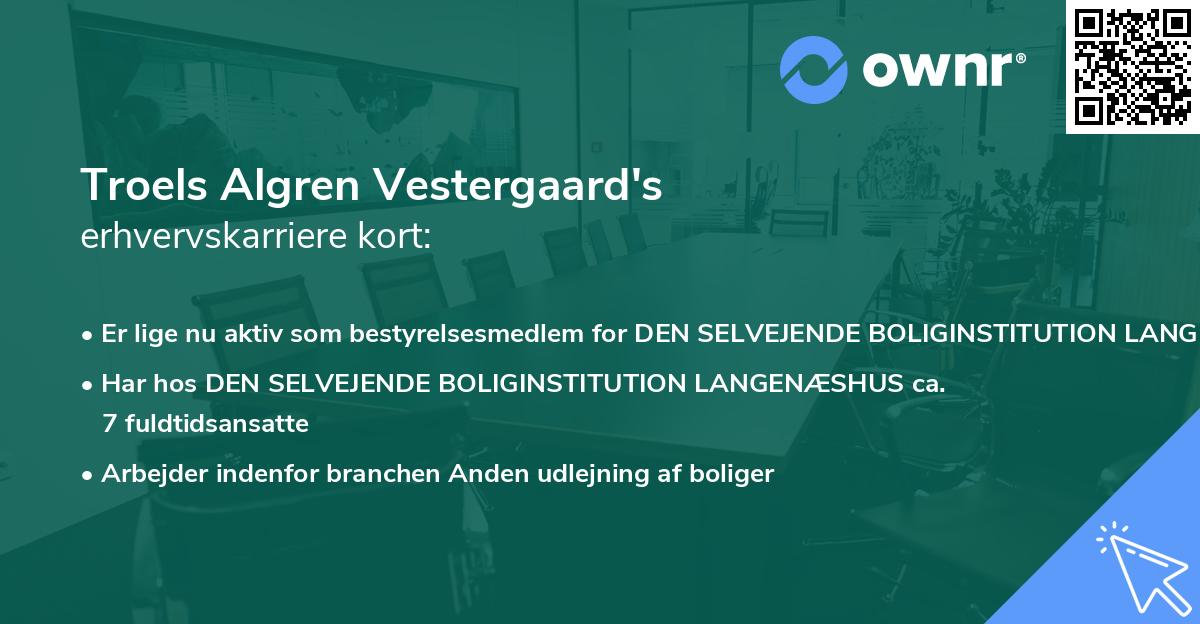 Troels Algren Vestergaard's erhvervskarriere kort