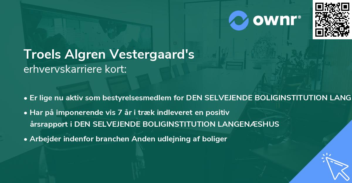 Troels Algren Vestergaard's erhvervskarriere kort