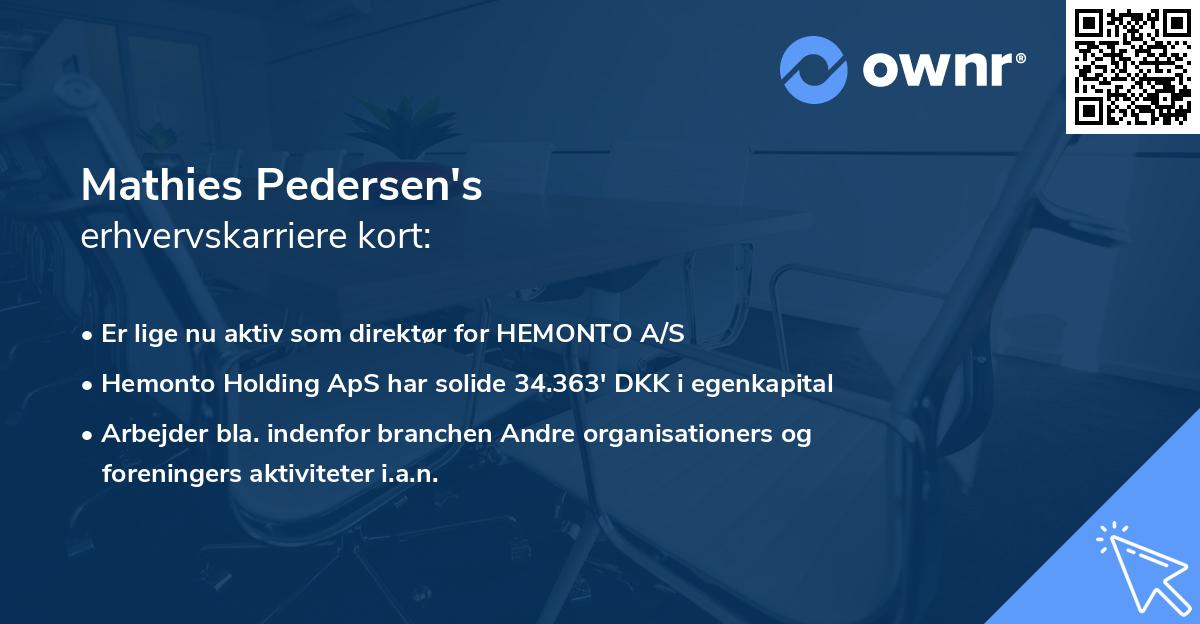 Mathies Pedersen's erhvervskarriere kort